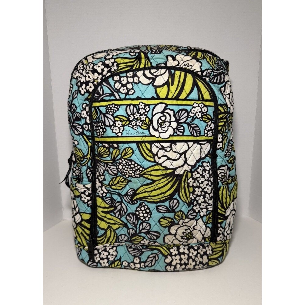 Vera Bradley Island Blooms Laptop Computer Backpack Pockets & Compartments